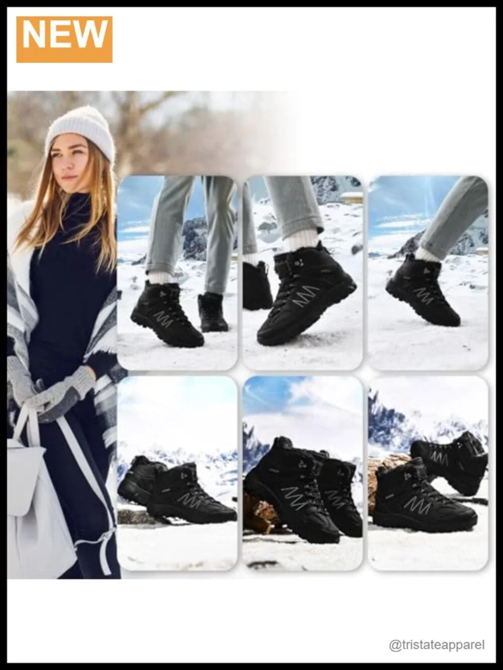 Women's Fur Lined Winter Snow Boots Ankle High Anti Slip Water Resistant Lace Up